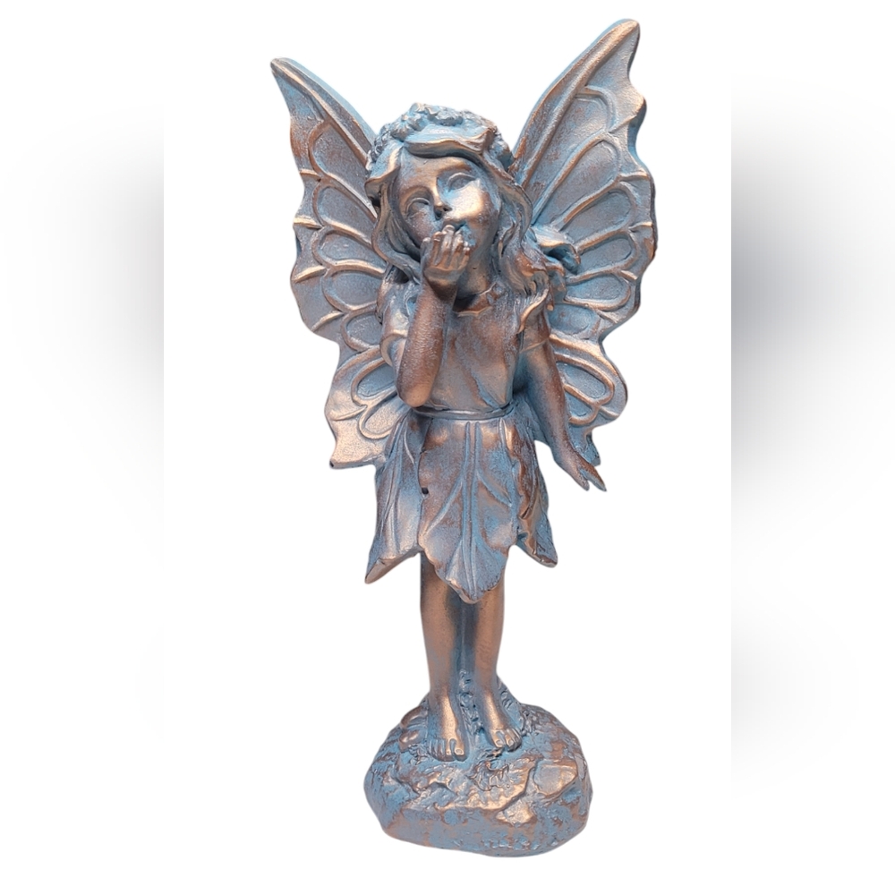 Garden Fairy Girl Blowing A Kiss Statue